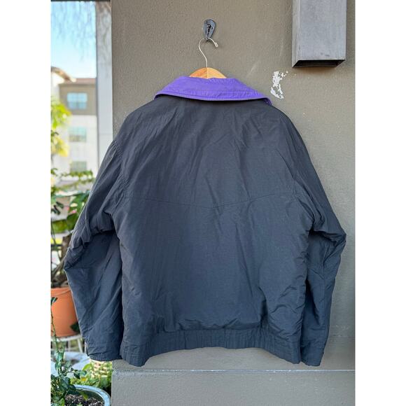 Vintage Cerros Gore-Tex Bomber Jacket Full Zip Large Oversized Black Purple Blue - Picture 4 of 8